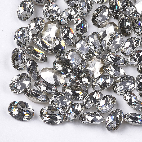 

PandaHall Pointed Back Resin Rhinestone Cabochons, Back Plated, Faceted, Oval, Black Diamond, 9.5~10x7.5~8x4.5mm, about 450pcs/bag Resin..., Gray