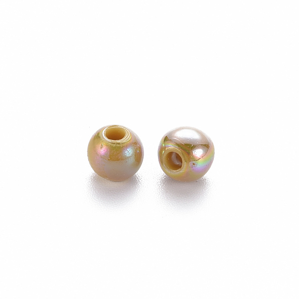 

PandaHall Opaque Acrylic Beads, AB Color Plated, Round, Dark Goldenrod, 6x5mm, Hole: 1.8mm, about 4400pcs/500g Acrylic Round