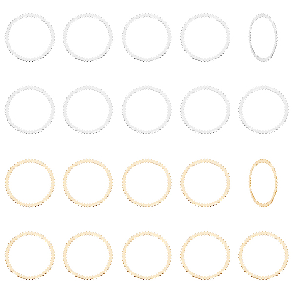 

PandaHall BENECREAT 24Pcs 2 Colors Brass Linking Rings, 24K Real Gold Plated & 925 Silver Plated Hollow Frames Links Connector Jewelry...