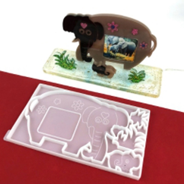 

PandaHall DIY Elephant Photo Frame & Grass Decoration Silicone Molds, Resin Casting Molds, for UV Resin & Epoxy Resin Craft Making, White...