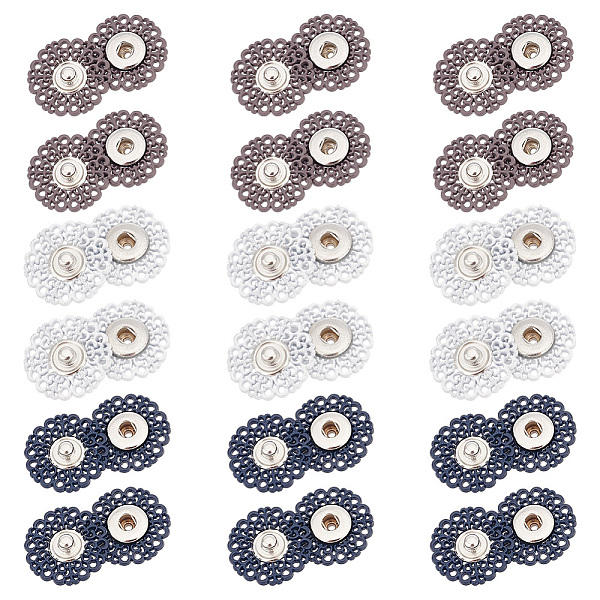 

PandaHall 24Pcs 4 Colors Alloy Snap Buttons, Sew on Press Buttons, Garment Buttons, for Costume Jacket Coat Accessories, Mixed Color...