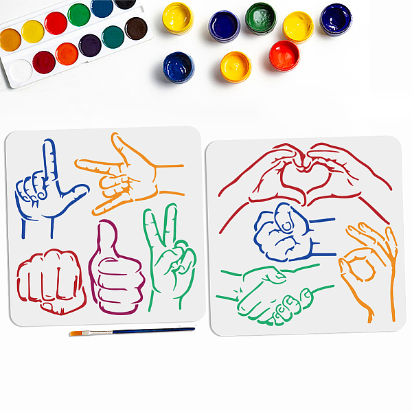 

PandaHall MAYJOYDIY US 1 Set PET Hollow Out Drawing Painting Stencils, with 1Pc Art Paint Brushes, for DIY Scrapbook, Photo Album, Palm...