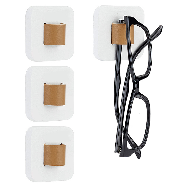 

PandaHall Wood Sunglasses Organizer Holder, Wall-mounted Eyeglasses Storage Rack, with PU, Square, White, 54x54.5x20mm Wood White