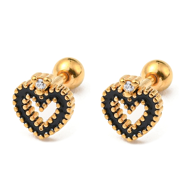 

PandaHall Ion Plating(IP) 304 Stainless Steel Stud Earrings, Hollow Heart, Antique Golden, 8x7.5mm 304 Stainless Steel Heart