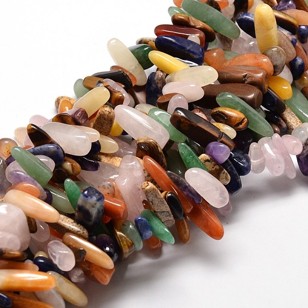 

PandaHall Natural Mixed Stone Nuggets Beads Strands, 8~30x5~12mm, Hole: 1mm, about 15.3 inch~15.7 inch Mixed Stone Nuggets