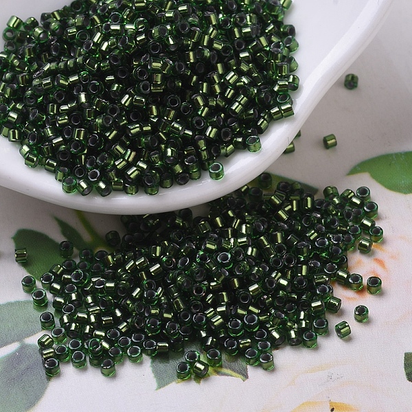 

PandaHall MIYUKI Delica Beads, Cylinder, Japanese Seed Beads, 11/0, (DB0182) Silver Lined Jade Green, 1.3x1.6mm, Hole: 0.8mm, about...