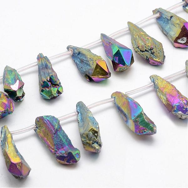 

PandaHall Electroplated Natural Quartz Crystal Beads Strands, Top Drilled Beads, Teardrop, Colorful, 24~31x6~8x4~6mm, Hole: 1.5mm, about...