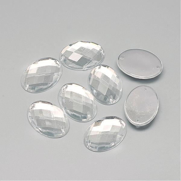 

PandaHall Sew on Rhinestone, Transparent Acrylic Rhinestone, Two Holes, Garment Accessories, Faceted, Oval, Clear, 10x8x3.5mm, Hole: 0.8~1mm...