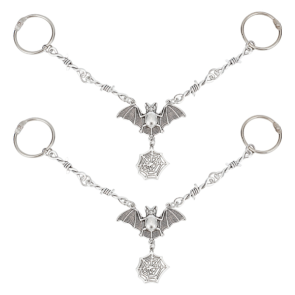 

PandaHall ANATTASOUL 2Pcs Bat with Spider Web Alloy Shoe Charms Chains, with Alloy Spring Gate Rings, for DIY Shoe Decoration, Antique...