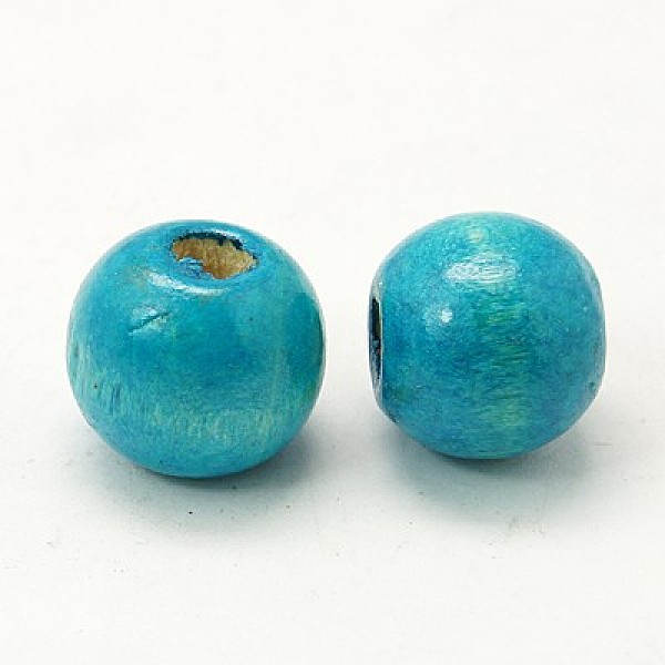

PandaHall Natural Wood Beads, Round, Dyed, Turquoise, 13x14mm, Hole: 4mm, about 1200pcs/1000g Wood Round Green