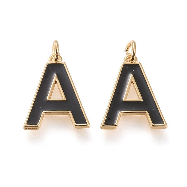 

PandaHall Brass Enamel Pendants, with Jump Ring, Long-Lasting Plated, Real 18K Gold Plated, Letter.A, Black, Letter.A, A: 18x14x1.8mm, Jump...