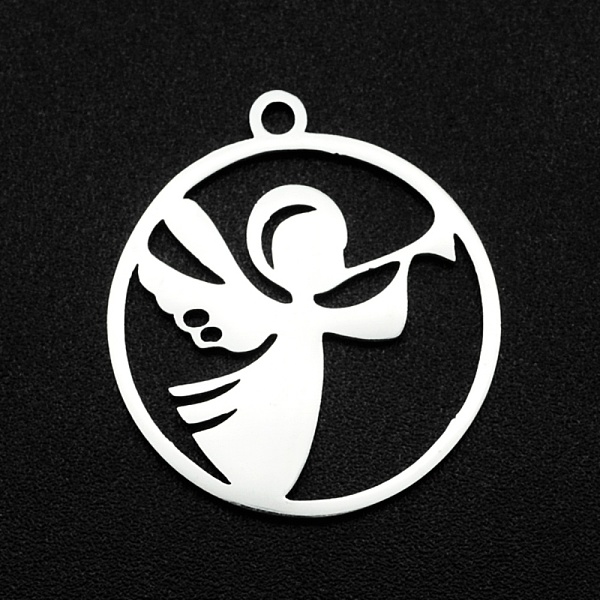 

PandaHall 201 Stainless Steel Pendants, Laser Cut, Ring with Angel, Stainless Steel Color, 22x20x1mm, Hole: 1.6mm 201 Stainless Steel Angel...