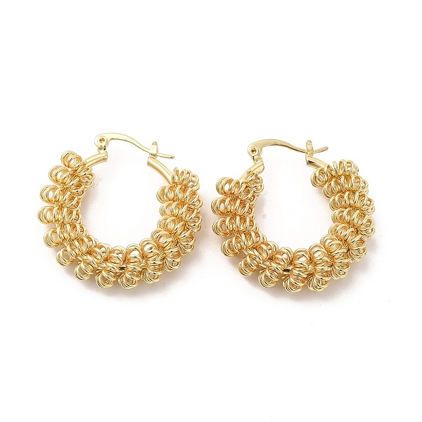 

PandaHall Brass Wire Mass Hoop Earrings for Women, Golden, 33x32.5x8.5mm, Pin: 0.9x1~1.5mm Brass Round