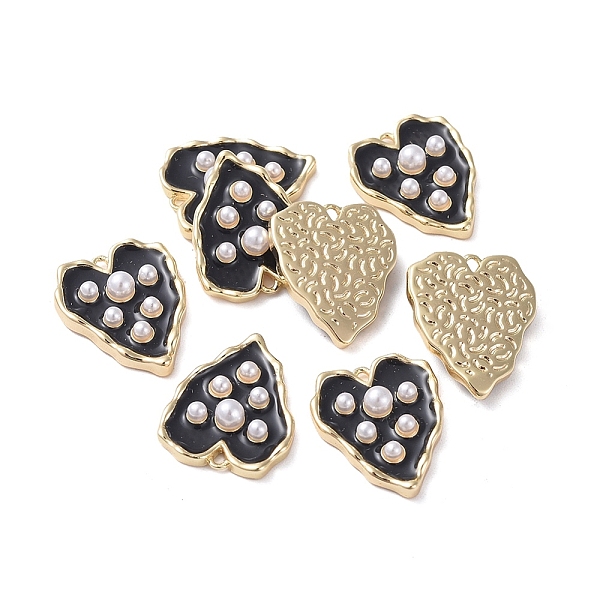 

PandaHall Brass Enamel Pendants, with Acrylic Pearl, Heart, Real 18K Gold Plated, Black, 16.8x13.5x4mm, Hole: 1.2mm Brass+Enamel Heart Black