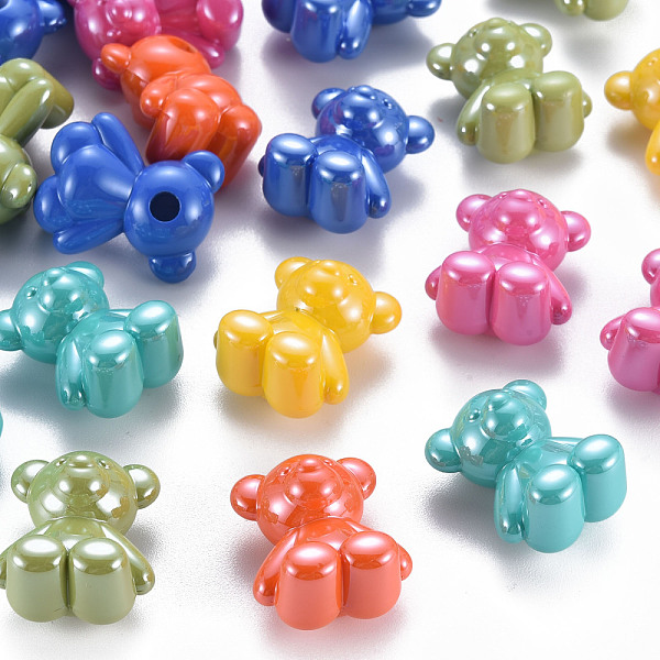 

PandaHall Pearlized Opaque Acrylic Beads, Half Drilled, Bear, Mixed Color, 22x18.5x13mm, Hole: 3.5mm Acrylic Bear Multicolor