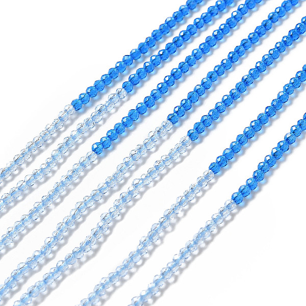 

PandaHall 2 Colors Transparent Glass Beads Strands, Segmented Multi-color Beads, Faceted, Round, Light Sky Blue, 2mm, Hole: 0.5~0.6mm, about...