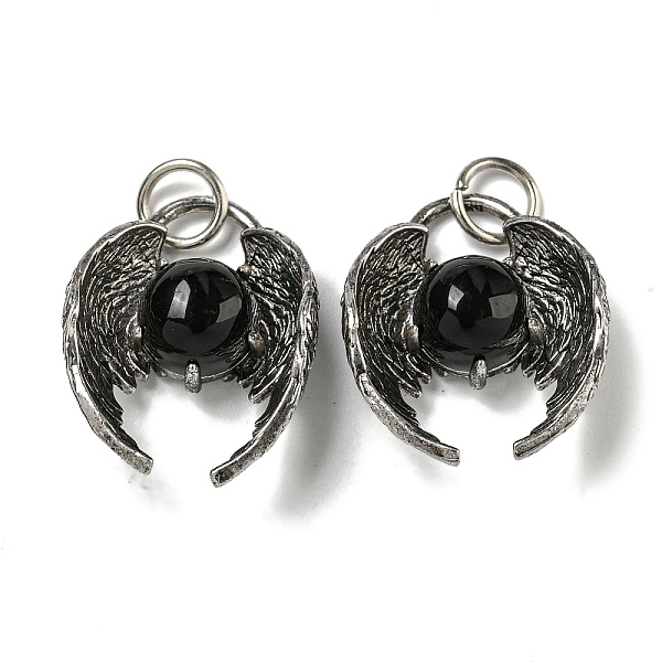 

PandaHall Bat Natural Obsidian Pendants, Rack Plating Brass Halloween Charms, Cadmium Free & Lead Free, Antique Silver, 27x22x9.5mm, Hole...
