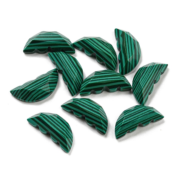 

PandaHall Natural Malachite Butterfly Wing Cabochons, Faceted, 15x6.5~7x4~4.5mm Malachite Butterfly