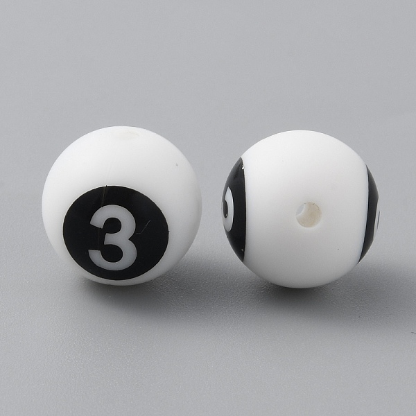 

PandaHall Silicone Beads, Chewing Beads For Teethers, DIY Nursing Necklaces and Bracelets Making, White Round with Black Numbers, Num.3...