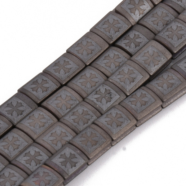 

PandaHall Electroplate Non-magnetic Synthetic Hematite Beads Strands, Matte Style, Rectangle with Cross, Gunmetal Plated, 6x5x3mm, Hole: 1mm...