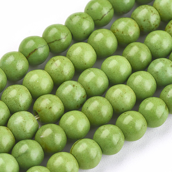 

PandaHall 1 Strand Dyed Lime Green Round Synthetic Turquoise Beads Strands, 6mm, Hole: 1mm, about 67pcs/strand, 15.75 inch Synthetic...