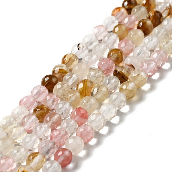 

PandaHall Cherry Quartz Glass Beads Strands, Round, Faceted, 6mm, Hole: 1mm, about 62pcs/strand, 14.57''(37cm) Cherry Quartz Glass Round