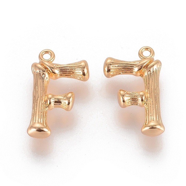 

PandaHall Brass Pendants, Letter, Real 18K Gold Plated, Letter.F, 19x11.5x4mm, Hole: 1mm Brass Letter