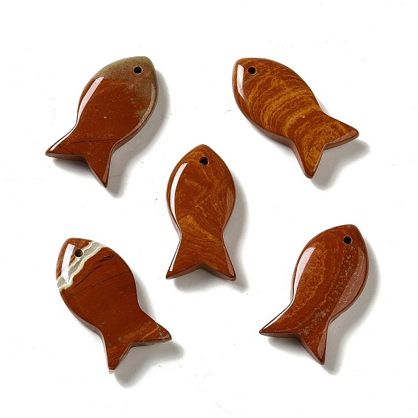 

PandaHall Natural Red Jasper Pendants, Fish Charms, 39x20x7~7.5mm, Hole: 2.3mm Red Jasper Fish