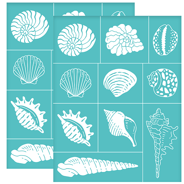 

PandaHall Self-Adhesive Silk Screen Printing Stencil, for Painting on Wood, DIY Decoration T-Shirt Fabric, Turquoise, Shell Pattern...