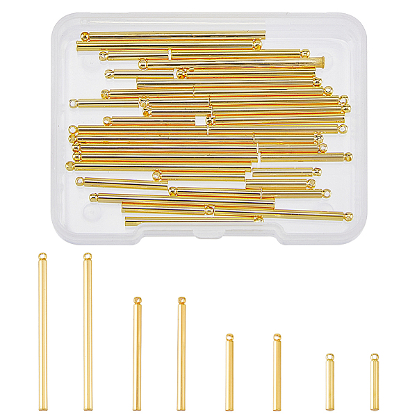 

PandaHall DICOSMETIC 40Pcs 4 Sizes Column Shape Charm Golden Long Bar Pendant Tag Texture Charm Bar Name Tag Charm Brass Dangle Charm...