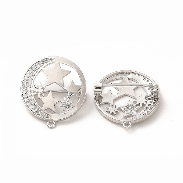 

PandaHall Clear Cubic Zirconia Moon with Star Brooch Pin, Brass Badge for Backpack Clothes, Platinum, 26x24x8mm, Hole: 1.4mm Brass+Cubic...