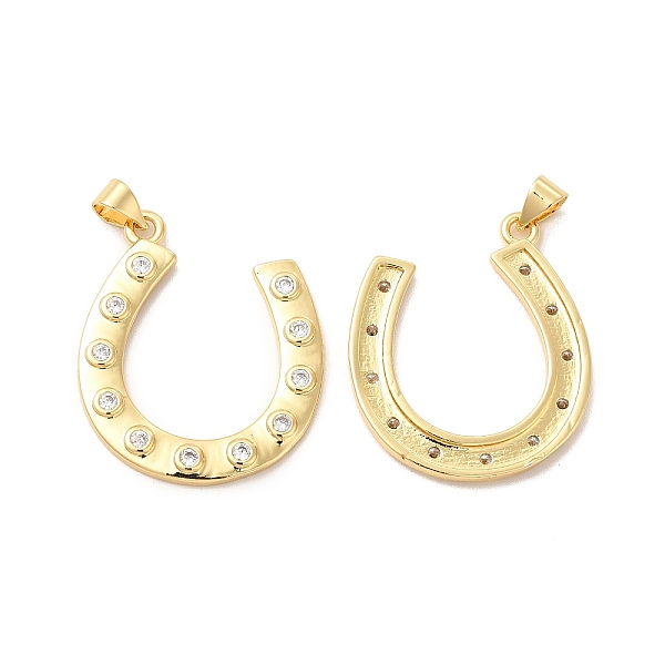 

PandaHall Rack Plating Brass Micro Pave Cubic Zirconia Pendants, Cadmium Free & Lead Free, Long-Lasting, Horseshoe, Real 18K Gold Plated..., Clear