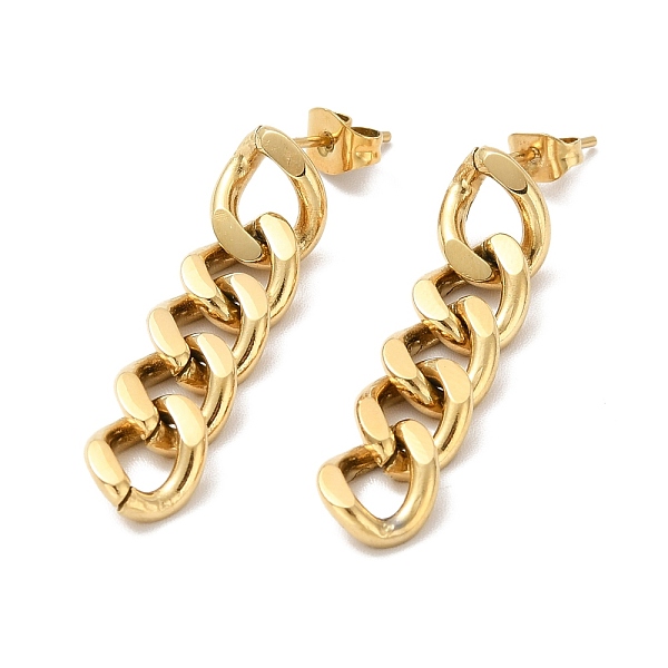 

PandaHall Ion Plating(IP) 304 Stainless Steel Curb Chains Dangle Stud Earrings for Women, Golden, 33.5x8mm, Pin: 0.8mm 304 Stainless Steel...
