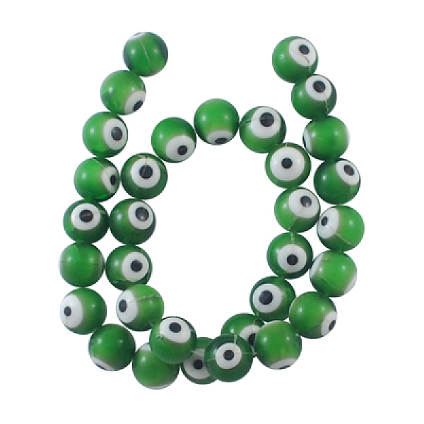 

PandaHall Handmade Italianate Lampwork Beads Strands, Evil Eye Style, Round, Green, about 12mm in diameter, hole: 2mm, about 31pcs/strand...
