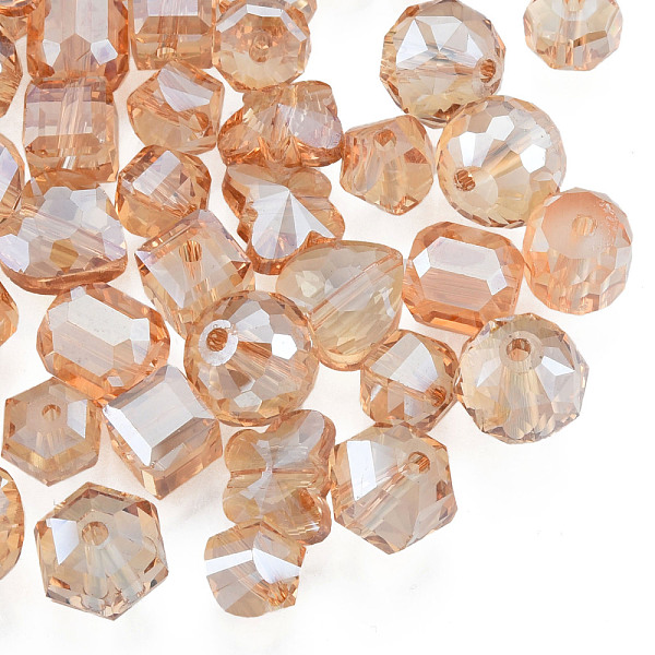 

PandaHall Transparent Glass Beads, Mixed Shapes, BurlyWood, 7~10x7~10x5~9.5mm, Hole: 1~1.5mm Glass Mixed Shapes Orange