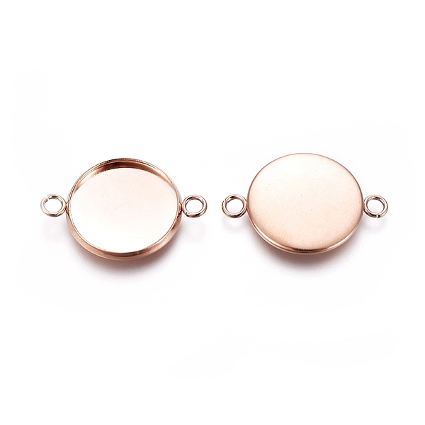 

PandaHall 201 Stainless Steel Cabochon Connector Settings, Plain Edge Bezel Cups, Flat Round, Rose Gold, Tray: 16mm, 18x25x2mm, Hole: 2mm...