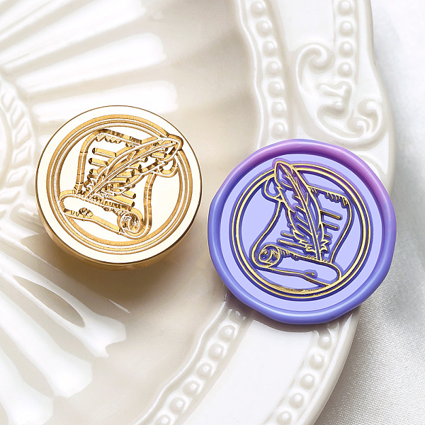 

PandaHall Wax Seal Brass Stamp Heads, for Wax Seal Stamp, Golden, Feather, 30x14mm, Inner Diameter: 7mm Brass Feather
