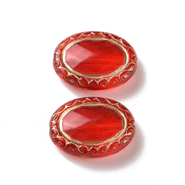 

PandaHall Transparent Acrylic Beads, Golden Metal Enlaced, Oval, Red, 17.5x13.3x5.7mm, Hole: 1.6mm, about 610pcs/500g Acrylic Oval Red