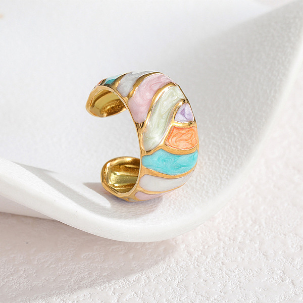 304 Stainless Steel Enamel Cuff Open Rings