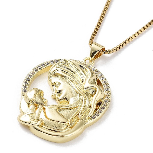 

PandaHall Mother's Day Mom & Kid Brass Micro Pave Clear Cubic Zirconia Pendant Necklaces, with 304 Stainless Steel Chains, Golden, 15.83...