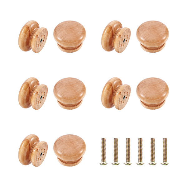 

PandaHall Schima Wood Drawer Handle, with Iron Screws, Flat Round, Peru, 43.5x28.5mm Wood Brown