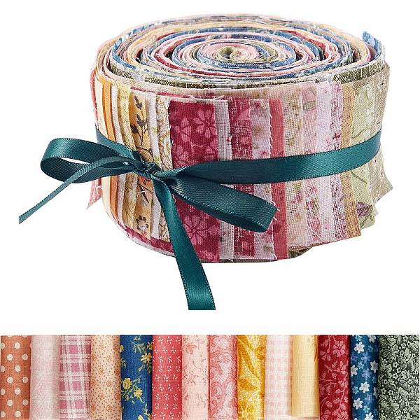 PandaHall 4 bundle 4 colors Cotton Ribbon, for Hair Accessories Craft and Christmas Gift Wrapping, Flower Pattern, Mixed Color, 2-3/8 inch...