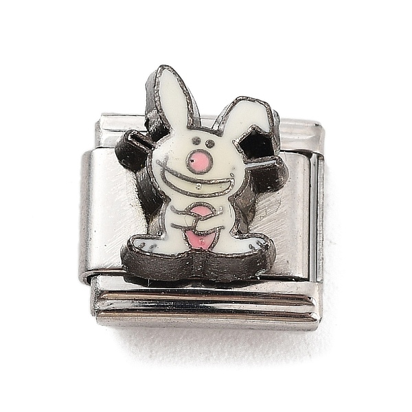 

PandaHall Rabbit 304 Stainless Steel Enamel Connector Charms, DIY Handmade Module Bracelet Accessories, Stainless Steel Color, White...