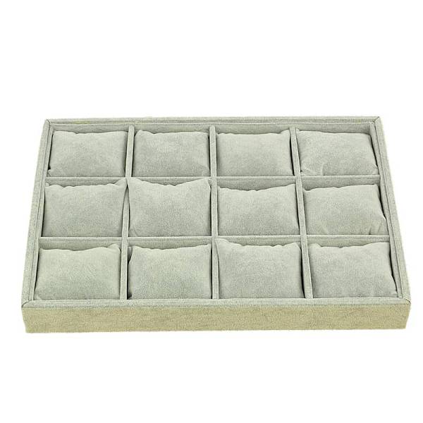 

PandaHall Velvet Pillow Jewelry Bracelet Watch Display, with Wood, Rectangle, Light Grey, 350x240x45mm Velvet Gray