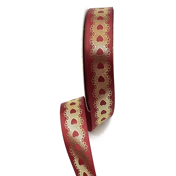 

PandaHall 48 Yards Gold Stamping Polyester Ribbon, Heart Printed Ribbon for Gift Wrapping, Party Decorations, Dark Red, 1 inch(25mm)...