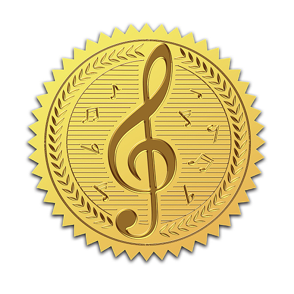 

PandaHall CHGCRAFT 100PCS Music Note Gold Foil Certificate Seals Embossed Round Gold Certificate Seal Stickers Self Adhesive Gold Foil...
