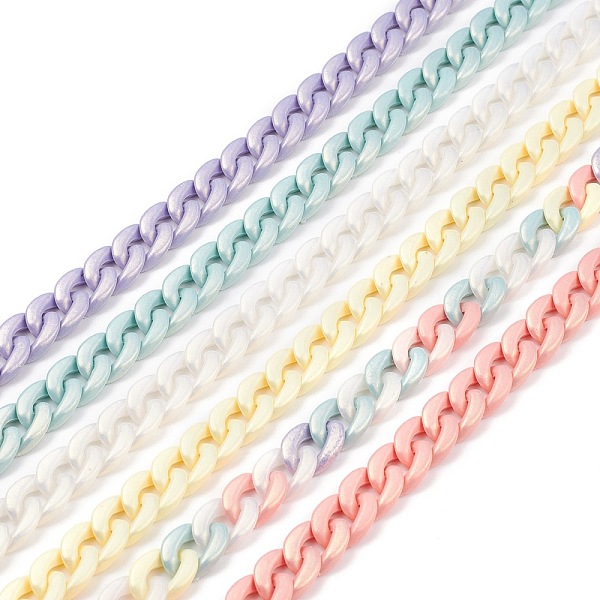

PandaHall Spray Painted Acrylic Curb Chains, for Purse Strap Handbag Link Chains Making, Mixed Color, 18x13x5mm, about 3.28 Feet(1m)/Strand..., Multicolor