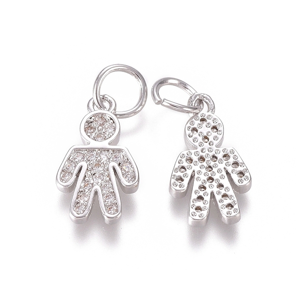 Brass Micro Pave Clear Cubic Zirconia Charms