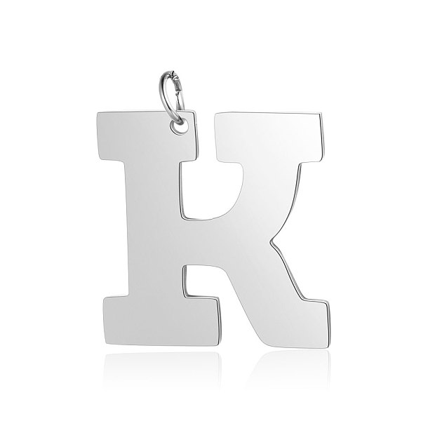 

PandaHall 201 Stainless Steel Pendants, Letter, Stainless Steel Color, Letter.K, 29.5x29.5x1.5mm, Hole: 4.5mm 201 Stainless Steel Letter K