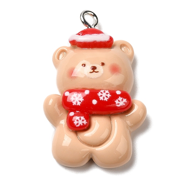 

PandaHall Christmas Opaque Resin Pendants, with Platinum Tone Iron Loops, Bear, 30x19x7mm, Hole: 2mm Iron+Resin Bear